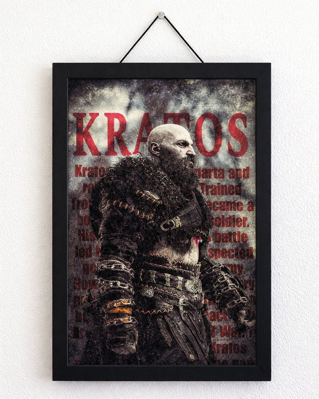 Kratos Warrior Poster – God of War Inspired Gaming Wall Art (Framed)