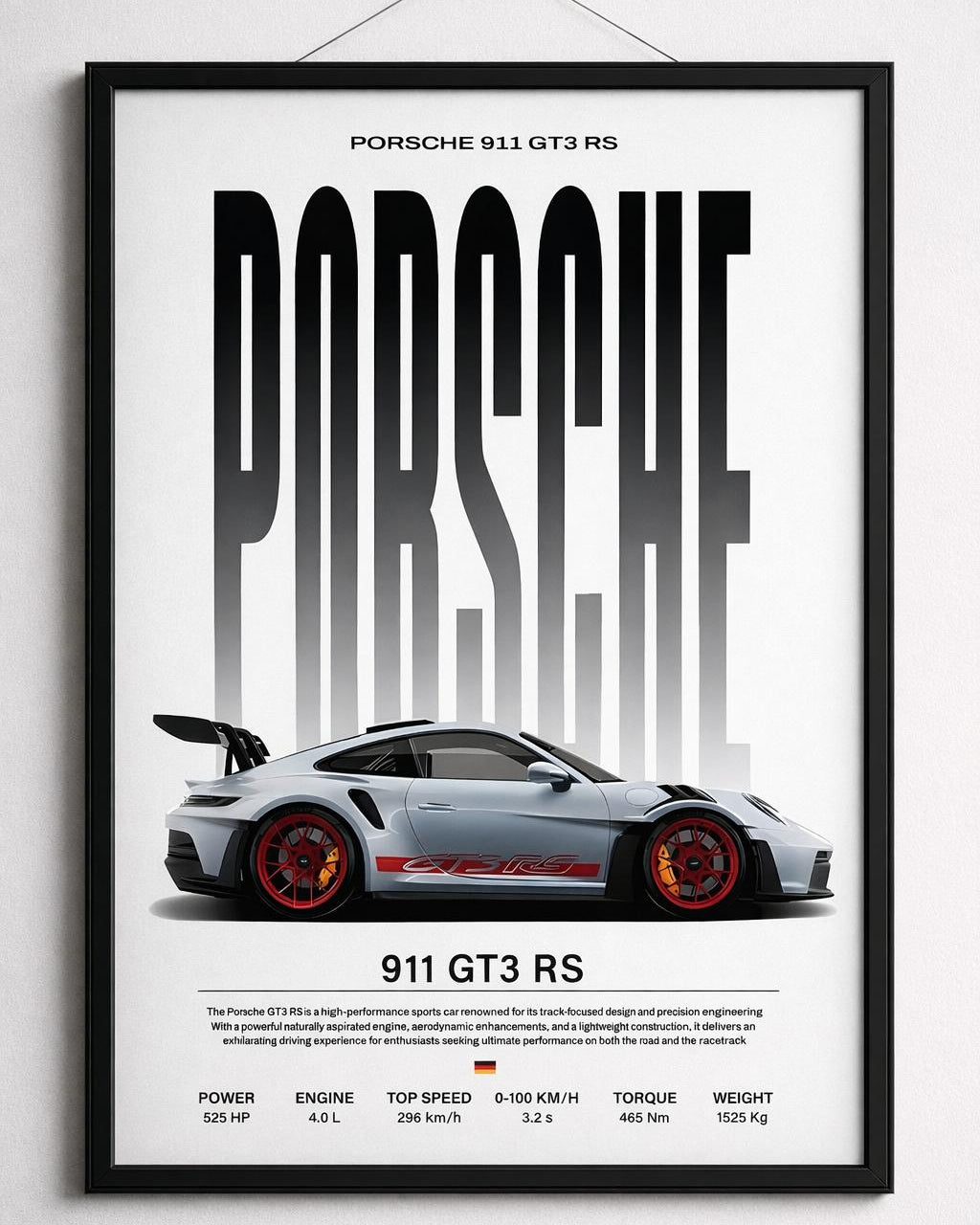 Porsche 911 GT3 RS Wall Art Poster – Premium Car Enthusiast Print