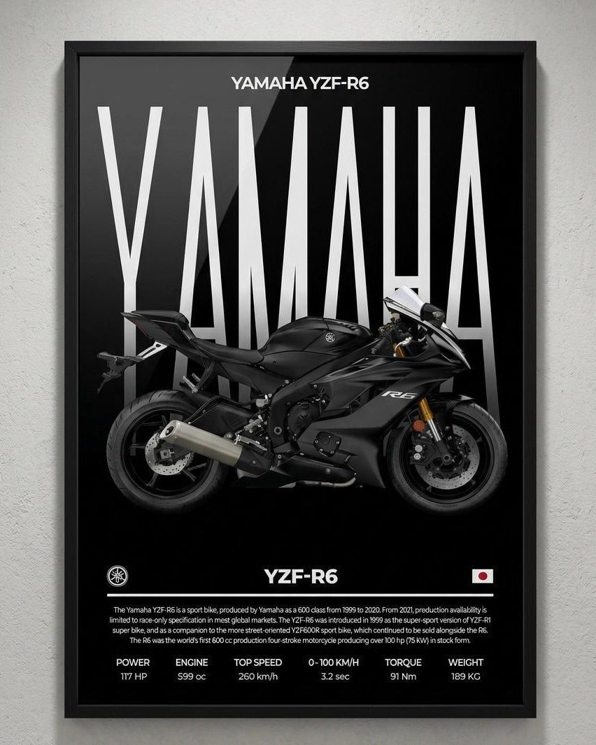 Yamaha YZF-R6 Sport Bike Poster Frame