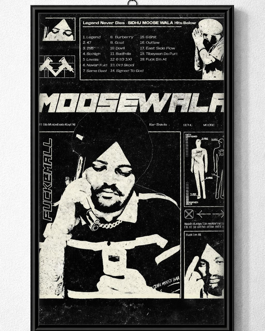Sidhu Moose Wala Tribute Poster – Punjabi Rap Legend Wall Art (Framed)