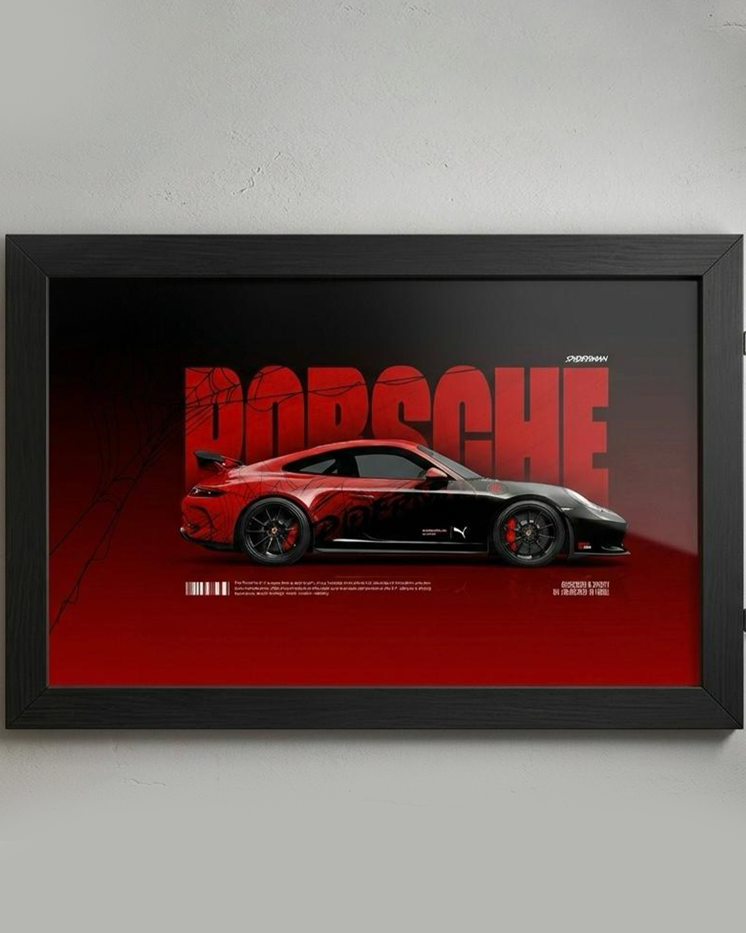Porsche 911 Red Sports Car Wall Art Frame