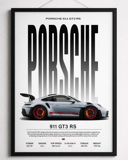 Porsche 911 GT3 RS Wall Art Poster – Premium Car Enthusiast Print