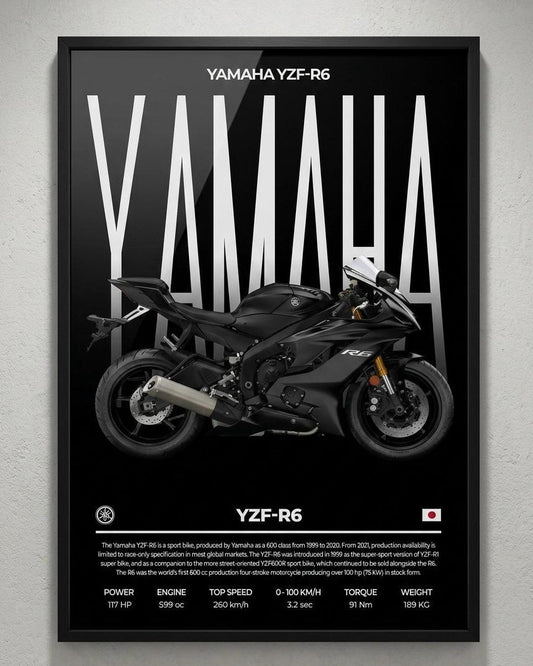 Yamaha YZF-R6 Sport Bike Poster Frame