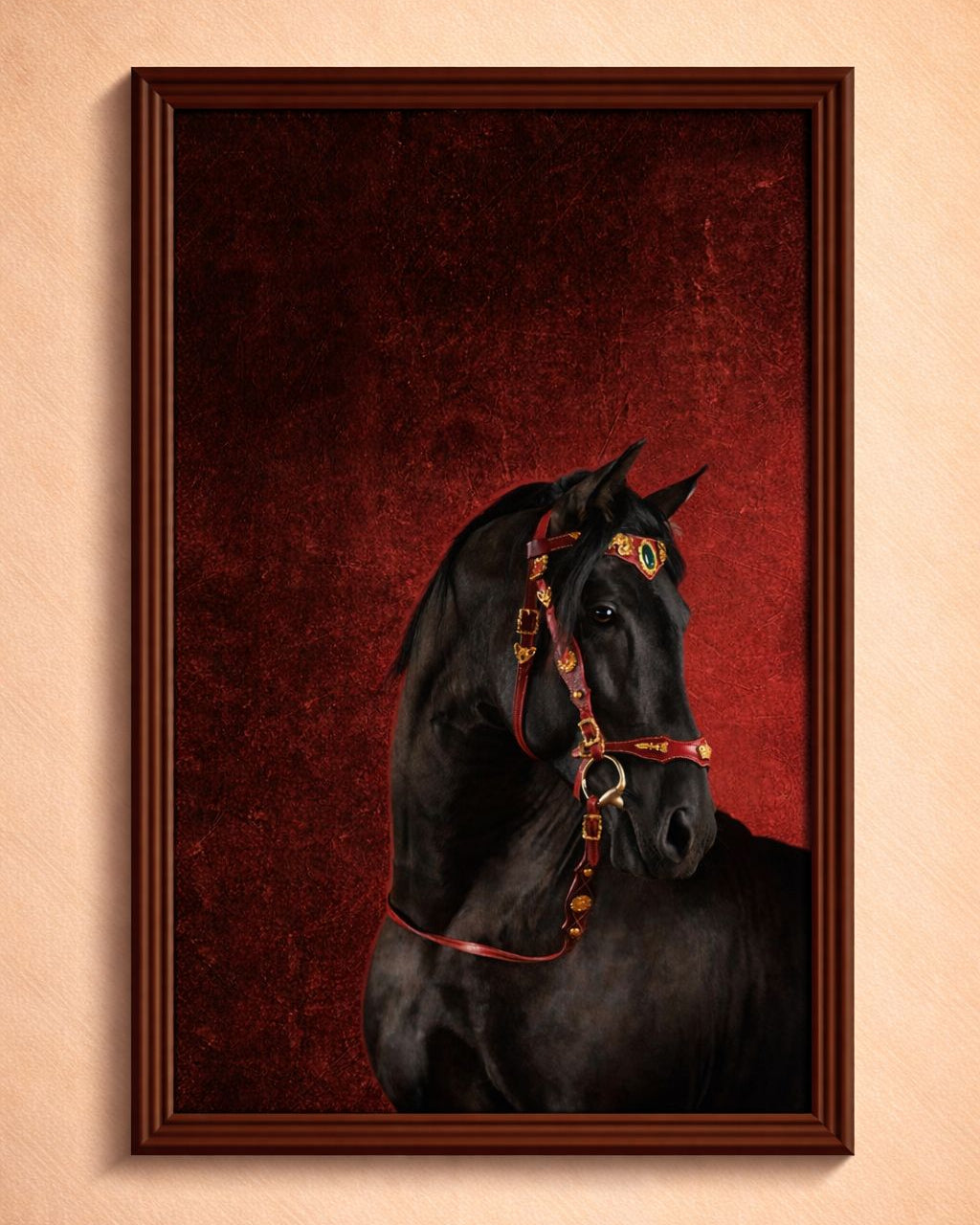 Royal Black Horse Framed Wall Art