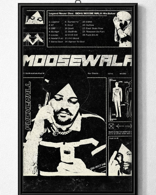 Sidhu Moose Wala Tribute Poster – Punjabi Rap Legend Wall Art (Framed)